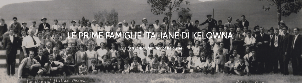Image of Kelowna Italian families during their 1st annual Italian picnic. The image was taken from the Kelowna Italian Club website.