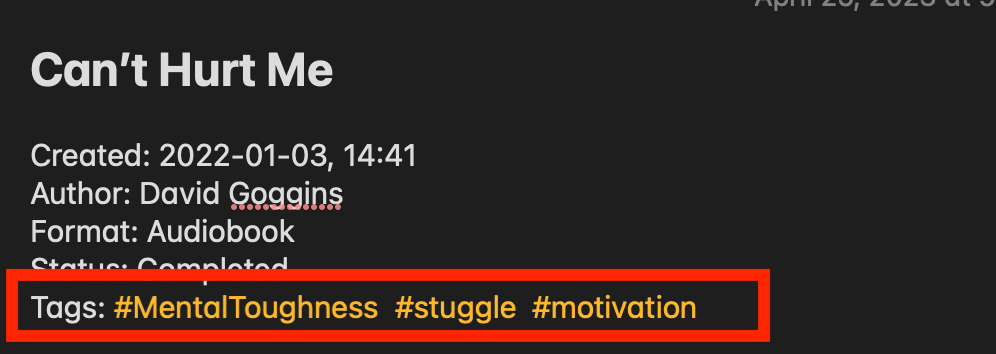 Examples of a note using a template